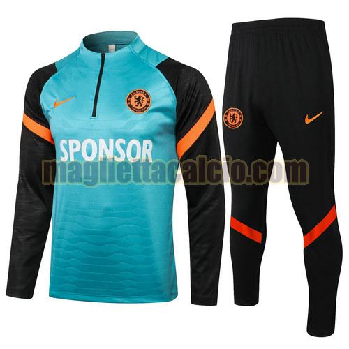 tuta sportiva mezza cerniera chelsea uomo verde nero 2021-2022