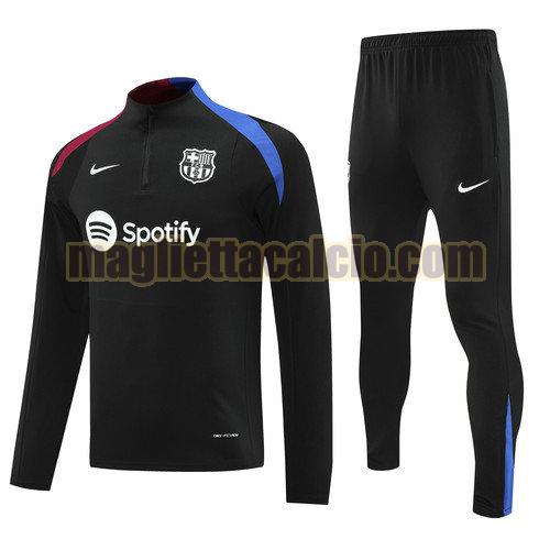 tuta sportiva mezza cerniera completo barcellona uomo nero 2024-2025