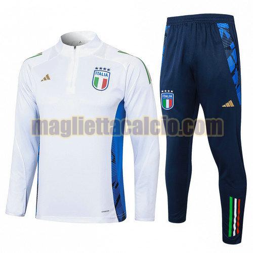 tuta sportiva mezza cerniera completo italia uomo bianco 2024-2025