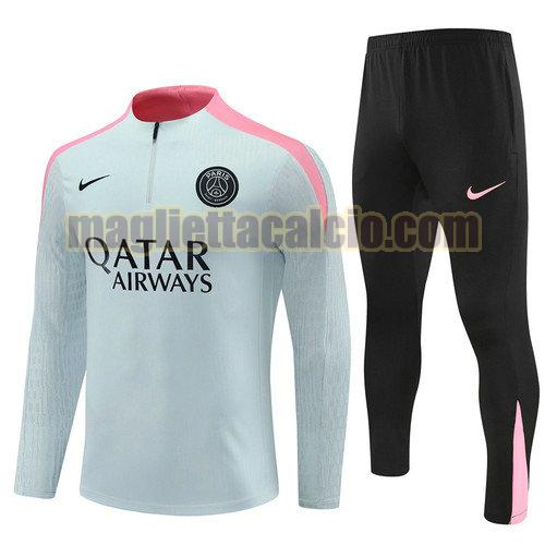 tuta sportiva mezza cerniera completo paris saint germain uomo grigio chiaro 2024-2025