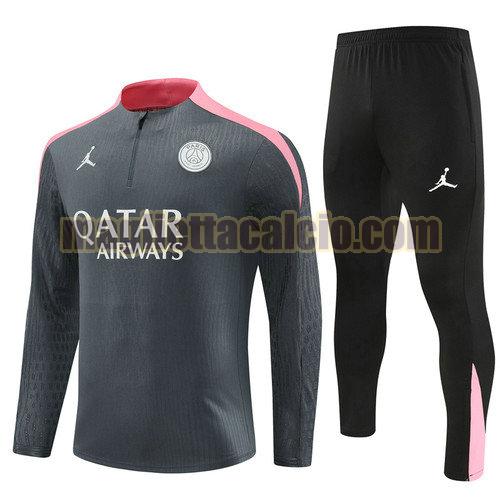 tuta sportiva mezza cerniera completo paris saint germain uomo grigio scuro 2024-2025