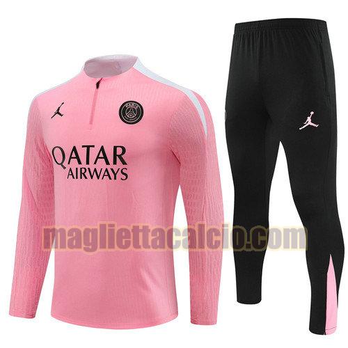 tuta sportiva mezza cerniera completo paris saint germain uomo rosa 2024-2025
