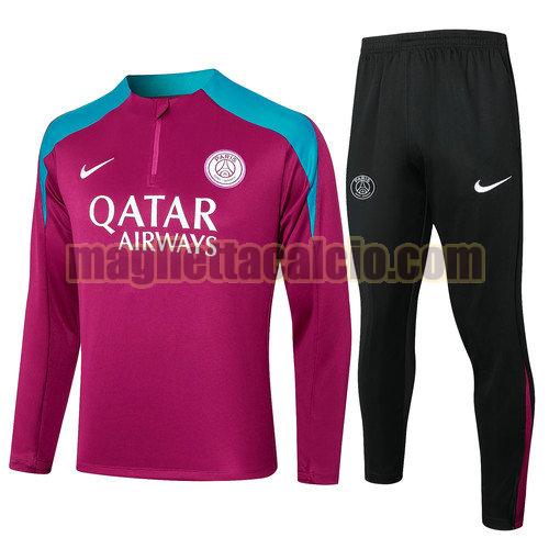 tuta sportiva mezza cerniera completo paris saint germain uomo rosso viola 2024-2025