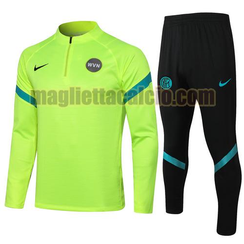 tuta sportiva mezza cerniera inter milan uomo verde fluo 2021-2022