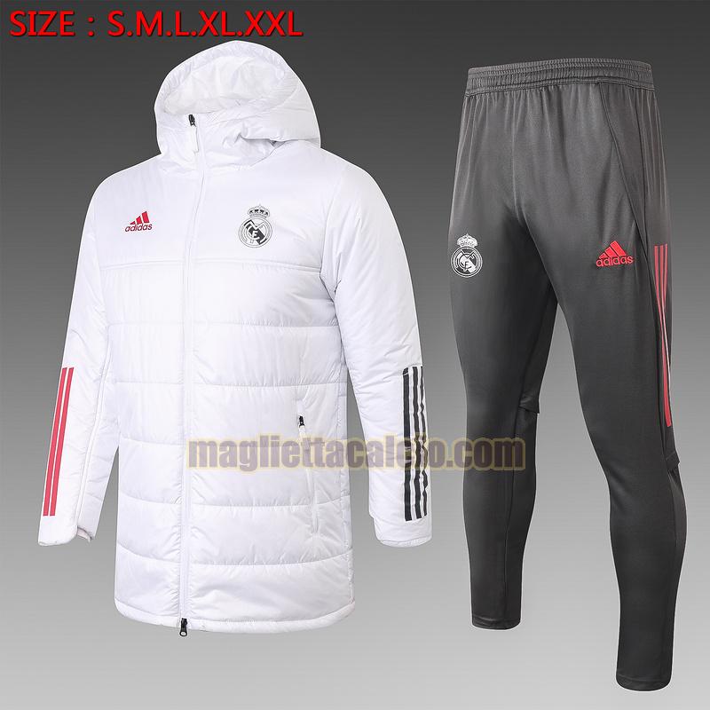 tuta sportiva piumino real madrid uomo bianco 2020-2021