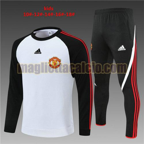 tuta sportiva round neck manchester united bambino bianco 2022-2023