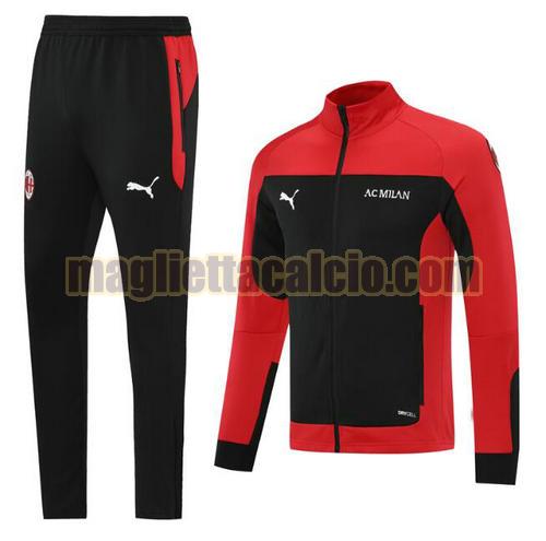 tuta sportiva scollo alto cerniera lunga ac milan uomo rosso nero 2021-2022