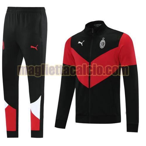 tuta sportiva scollo alto cerniera lunga ac milan uomo rosso nero classico 2021-2022