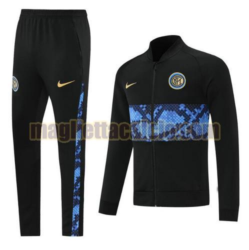 tuta sportiva scollo alto cerniera lunga inter milan uomo nero (stampa blu) 2021-2022