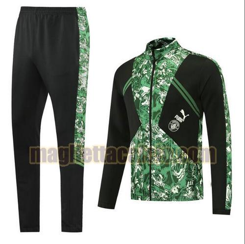tuta sportiva scollo alto cerniera lunga manchester city uomo nero (stampa verde) 2021-2022