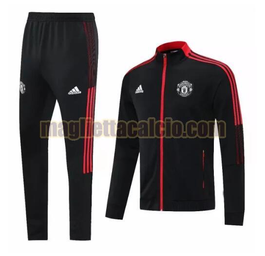 tuta sportiva scollo alto cerniera lunga manchester united uomo nero 2021-2022