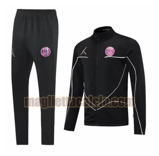 tuta sportiva scollo alto cerniera lunga paris saint germain uomo giordania nero 2021-2022