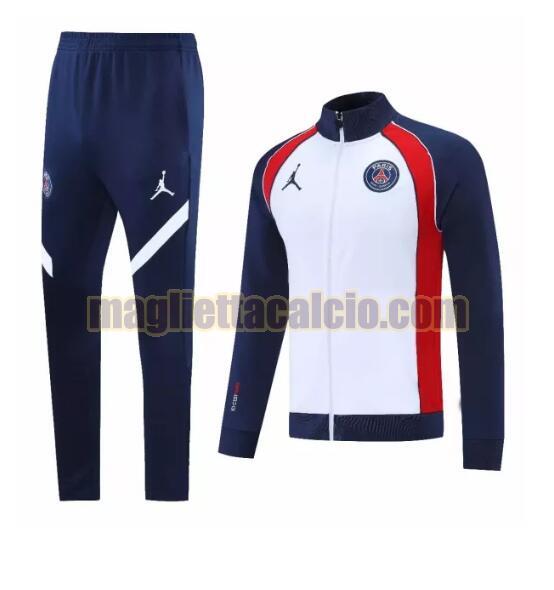 tuta sportiva scollo alto cerniera lunga paris saint germain uomo giordano bianco 2021-2022