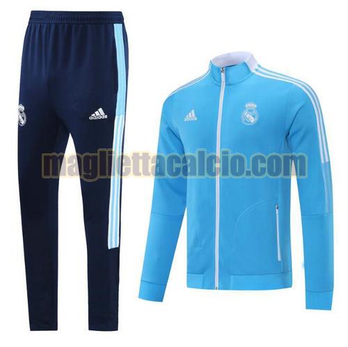 tuta sportiva scollo alto cerniera lunga real madrid uomo blu 2021-2022