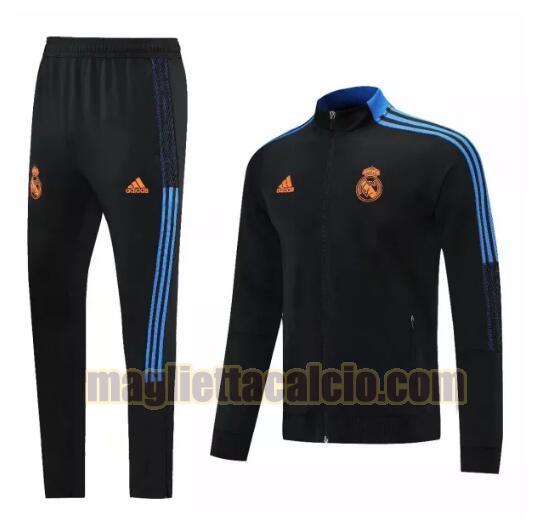 tuta sportiva scollo alto cerniera lunga real madrid uomo nero 2021-2022