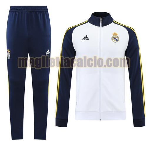 tuta sportiva scollo alto con zip intera bianco real madrid uomo 2022-2023