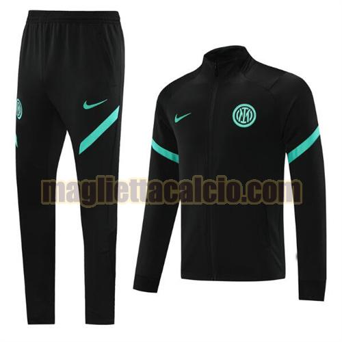 tuta sportiva scollo alto inter milan uomo nero verde 2021-22