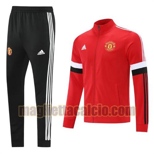 tuta sportiva scollo alto manchester united uomo stile di moda rosso 2021-22