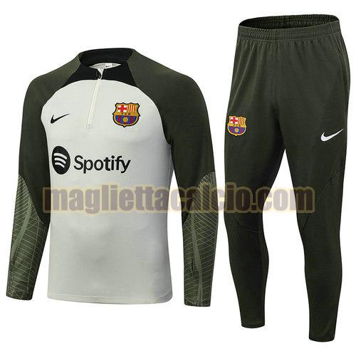 tute calcio mezza cerniera barcellona uomo grigio chiaro 2023-2024